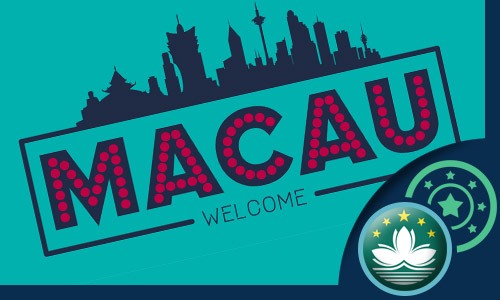 silhouette of Macau skyline with the words Macau Welcome