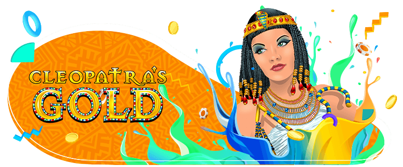 Cleopatra's Gold slot game title and symbols, Thunderbolt Casino colours, device screens