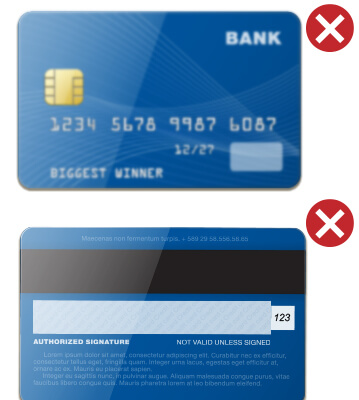 Example of an incorrect proof of possession of card at Thunderbolt Online Casino. This will not be accepted as a form of Proof of ID