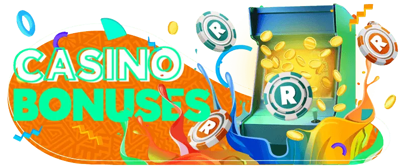 A small stack of casino chips with the Rand symbol (R) growing into a much larger stack, with a lightning bolt or glow effect lifting the stack upward.