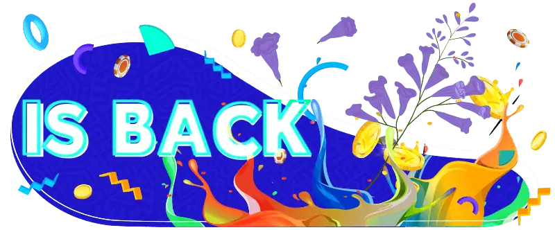 &ldquo;Colourful jacaranda blossoms, casino chips and celebratory Thunderbolt Casino graphics.