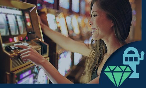 woman sitting at a land-based casino slot machine