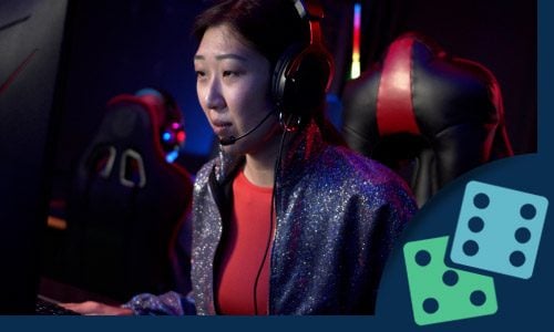 young Chinese woman plays video games
