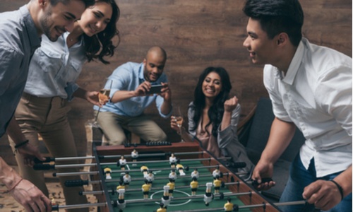 people playing table football 